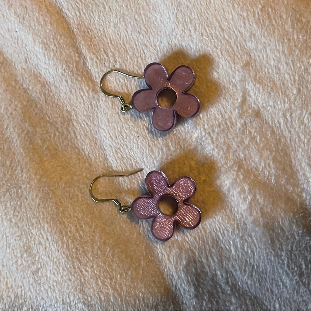 Purple Flower Earrings
